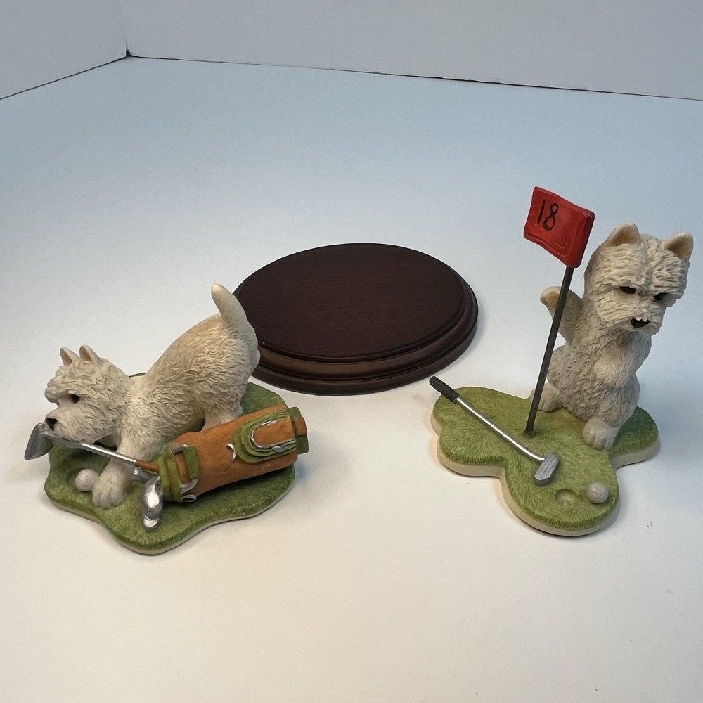 Westie 18th Hole Golfing Figurine Golfer Westie‎ By Peakdale Sculptures England